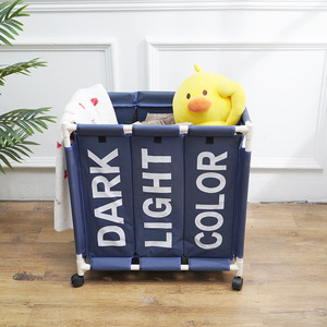 Cesta de Almacenamiento Móvil de Tres Compartimentos de Tela Oxford 600D Personalizable al por Mayor con Ruedas Universales - Cesta para <span class=keywords><strong>Ropa</strong></span> <span class=keywords><strong>Sucia</strong></span> - Product Image 3