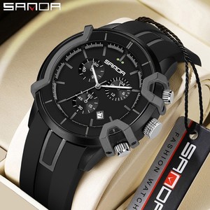 Reloj de Cuarzo de Lujo para Hombre Sanda 9017, Cronógrafo de Negocios Resistente al Agua con Seis Agujas, Calendario y Esfera Luminosa - Product Image 1