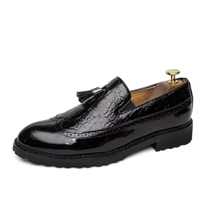 Zapatos de Vestir de Cuero para Hombre, Estilo Británico, Punta Puntiaguda, Transpirables, Sin Cordones, Hechos a Mano, Casuales, Ligeros para Otoño - Product Image 3
