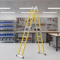 Échelle en fibre de verre multifonctionnelle pliable à grande charnière industrielle pour utilisation en atelier, exportation
