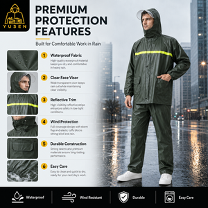 Traje Impermeable <span class=keywords><strong>Reflectante</strong></span> con Pantalones y Chaqueta para Tráfico, Salud, Patrulla, Montañismo, Estilo Capa, Impermeable y Dividido - Product Image 4