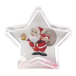 China wholesale home decor desktop OEM Christmas star shape photo snowball picture insert snow globe for office home