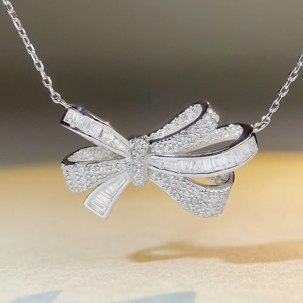 Light Luxury Bow Ring Full Of Diamonds High Carbon Diamond Zircon Ring Butterfly Pendant S925 Sterling Silver Ring For Women