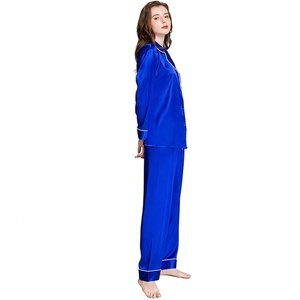 <span class=keywords><strong>Pigiama</strong></span> Personalizzato Popolare per Donne, Set in Seta <span class=keywords><strong>con</strong></span> Tasche, Maniche Lunghe e <span class=keywords><strong>Bottoni</strong></span>, Completo da Notte in Raso per Signore - Product Image 4