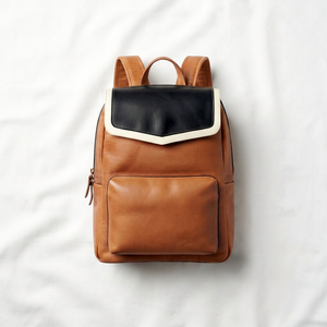 Minimalist Genuine Leather <b>Laptop</b> <b>Backpack</b> with External Frame Anti-Theft Feature Letter Pattern-Unisex Student School <b>Bag</b> - Product Image 1