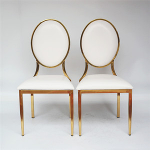 Heavy-Duty Vàng ghế đám cưới với ghế da trắng <span class=keywords><strong>Stackable</strong></span> thiết kế hiện đại sang trọng tiệc & tổ chức sự kiện trang trí nội thất bằng thép không gỉ - Product Image 2