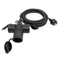 Europäisches Schwarzes IP44 Wasserdichtes Gummikabel Kältebeständiges Mehrfachsteckdosen-Verlängerungskabel 3-fach Steckdosen 16A Reines Kupfer 2m 250V AC Haushalt