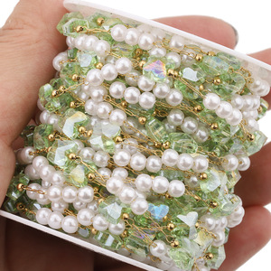 Cadena de Perlas Hechas a Mano con Forma de Mariposa, Cadena de Joyería de Cristal con Perlas de Imitación, Cuarzo Rosa, Cuarzo Verde, Cuarzo Iridiscente, Regalo - Product Image 4