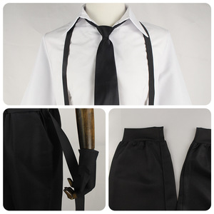 Disfraz de Cosplay de Atsushi Nakajima de Bungo Stray Dogs, Camisa Blanca, Pantalones Negros, Tirantes, Corbata, Guantes, Disfraz de Anime - Product Image 4