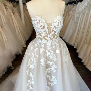 Robe <span class=keywords><strong>de</strong></span> mariée simple et rêveuse, style forêt, col en V profond, ornée <span class=keywords><strong>de</strong></span> cristaux, nouveau modèle, pour <span class=keywords><strong>mariage</strong></span> <span class=keywords><strong>civil</strong></span> ou bal masqué - Product Image 2