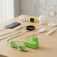 Adaptor Daya USB C Warna Hijau Colokan EU 220V ke 5V 2A Pengisi Daya Dinding Universal dengan Output Tipe C