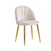 Chaise de salle à manger moderne en velours, dossier en forme de coquille avec coutures, pieds en métal doré, pour salon, restaurant, bureau à domicile, chambre à coucher