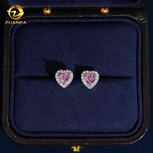 <span class=keywords><strong>Orecchini</strong></span> a perno con moissanite <span class=keywords><strong>rosa</strong></span> D VVS all'ingrosso, taglio a cuore, con halo, in <span class=keywords><strong>argento</strong></span> 925, stile Iced Out - Product Image 2