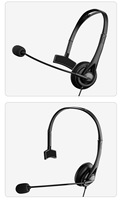 Casque filaire USB SY490MV pour le service client, écouteur mono avec micro et fonction mute pour le bureau et les cours en ligne