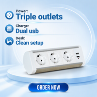 Pince de bureau sur multiprises de type multiprise avec ports de chargeur usb prise d'alimentation intelligente/chargeurs usb multi-ports avec alimentation 2 gangs