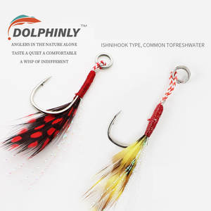 Anzuelos de Pesca Premium con Pluma de Asistencia, Anzuelos de Pesca con <span class=keywords><strong>Punta</strong></span> Afilada Reflectante y Seda Brillante - Product Image 2