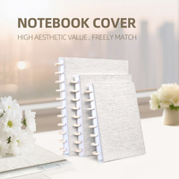 Couverture de carnet RINGNOTE format Lettre, en lin naturel doux au toucher, rechargeable, pour classeur à disques