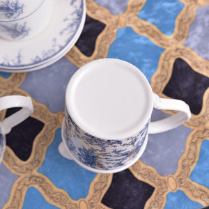 Service à café et à thé en porcelaine fine bleu classique simple de 15 pièces en promotion - Product Image 5
