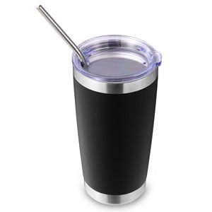 Gobelets isothermes en acier inoxydable de 20 oz en gros avec couvercle, tasses à café à double paroi isolées sous vide de 20 oz, revêtement poudré pour boissons chaudes et froides - Product Image 3