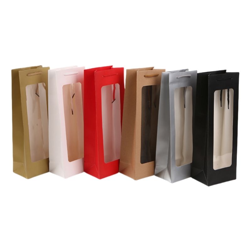 Cardboard Wine Gift Bag DIY Plain Kraft Paper Tote Bags