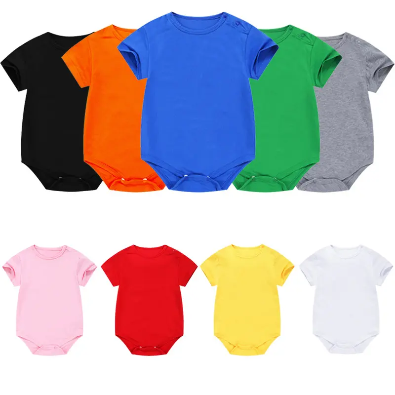 Summer solid color baby boy clothes custom babies infant onesie multi-color cotton baby bodysuits wholesale