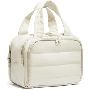 Cosmetic <b>Bag</b> <b>Large</b> Capacity Waterproof Polyester Rectangle <b>Toiletry</b> Organizer Everyday Use Off White - Product Image 1