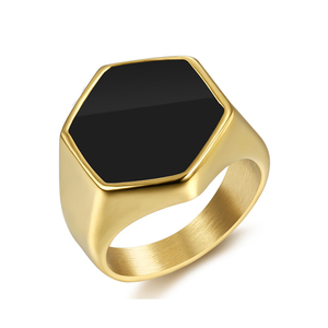 Cincin Hexagonal Sederhana Zhongzhe Jewelry Ukuran Besar Cincin Pria Hitam Halus Punk Berkualitas Tinggi Hip Hop Bahan Stainless Steel Anti Luntur - Product Image 6