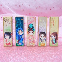TERSEDIA TANPA MINIMUM ORDER Tabung Lipstik ABS Tabung Kosong Cetak 3D Embossed Magnetic Case Siap Kirim Grosir Kosmetik Gaya Cina Baru
