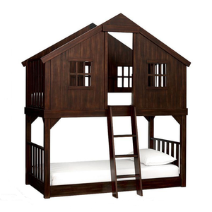 Lit superposé pour enfants en forme de maison dans les arbres avec barrière de sécurité, lit château multifonctionnel, mobilier enfant - Product Image 5