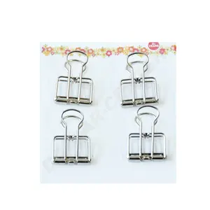 Office style 4pk 40*20mm Reto Hollow silver metal ring binder clips