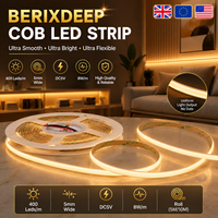 Bande LED COB 5V USB 400 LED/m 5mm 8W/M CRI92+ Sans points IP20 Dimmable Coupable Flexible pour Décoration Intérieure