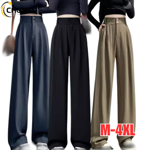 <span class=keywords><strong>Pantaloni</strong></span> lunghi da donna con <span class=keywords><strong>doppio</strong></span> <span class=keywords><strong>bottone</strong></span> formali con tasche alte a vita alta <span class=keywords><strong>pantaloni</strong></span> estivi da donna alla moda autunno - Product Image 1