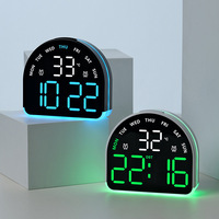 Réveil électronique avec lumière ambiante LED, affichage multifonction de la température et de l'humidité, calendrier, plusieurs alarmes - Horloge de table pour la maison