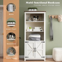 Mesa de Centro y Mueble para TV de Diseño Rústico Blanco con Puertas Correderas Estilo Granja y Cajones de Almacenamiento