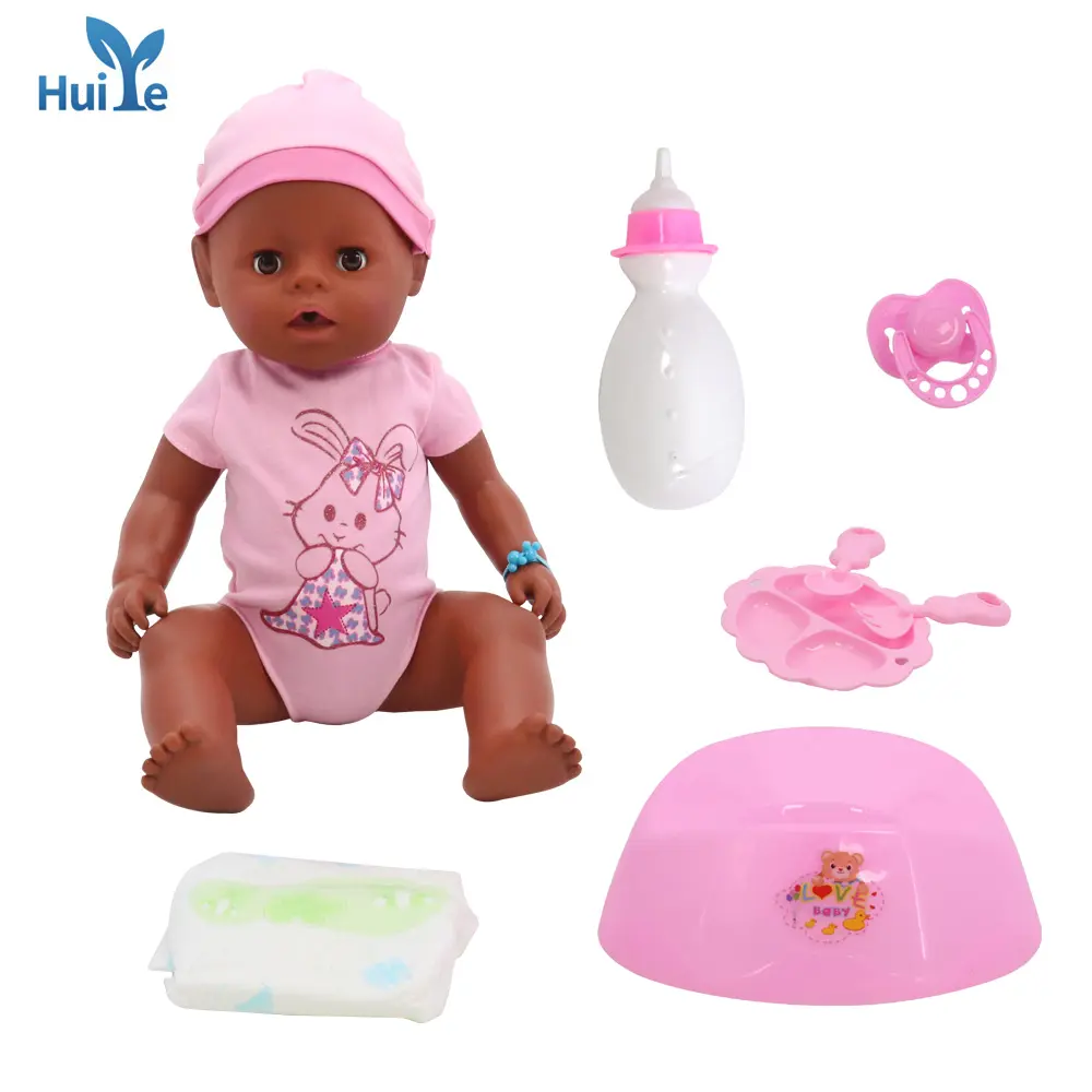 Huiye reborn dolls black soft silicon newborn baby doll with clothes dress African American Black Silicone Baby Dolls