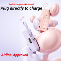 Mini PowerBank personnalisable 5000mAh Portable Câble intégré Affichage LED Charge rapide Type-C pour charge rapide 10W