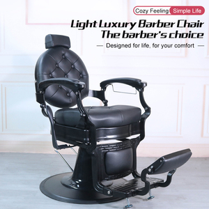 Poltrona <span class=keywords><strong>da</strong></span> Barbiere in Stile Antico Nero e Oro con Rivestimento in Pelle Trapuntata, Base Rotonda con Pompa Idraulica, Sedia <span class=keywords><strong>da</strong></span> <span class=keywords><strong>Parrucchiere</strong></span> per <span class=keywords><strong>Uomo</strong></span> - Product Image 2