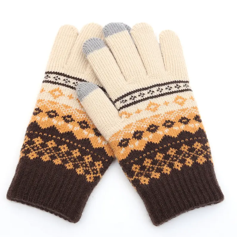 Guanti Touch Screen Unisex guanti in lana lavorati a maglia elasticizzati guanti invernali in acrilico con dita intere