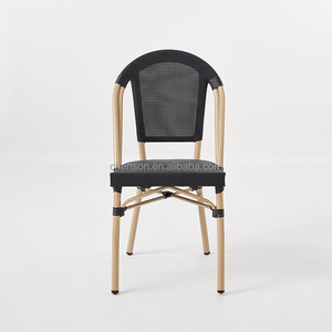 Muebles de jardín Patio bambú como malla acabado apilable Silla de comedor café restaurante uso Metal silla al aire libre - Product Image 2