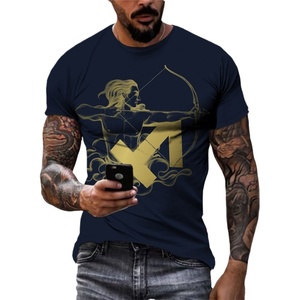 T-shirt da uomo casual in 100% poliestere, lavorata a maglia, traspirante, girocollo, a maniche corte, vestibilità ampia, con grafica <span class=keywords><strong>3D</strong></span> digitale a costellazioni - Product Image 5