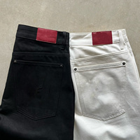 Jean Baggy Homme en Denim Selvedge Japonais Brut Vintage, Noir Jet et Crème, avec Boutons à Deux Pointes Personnalisés de Qualité Supérieure