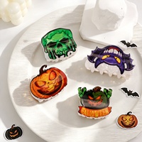 Nouvel Arrivage Halloween Pince à Cheveux Griffe Requin Motif Citrouille Crâne Mignon, Accessoire pour Chignon Femme, Logo Personnalisé