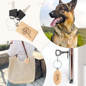 Engraving Blanks <b>Key</b> Chain Wood Keychain Assorted Unfinished Wooden <b>Key</b> <b>Tag</b> Ring for DIY Gift Crafts Christmas Ornaments Laser - Product Image 5