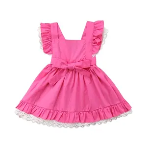 Wholesale Girl Sleeveless Dress Children Hot Pink Cotton Wears Princess Girl Dress