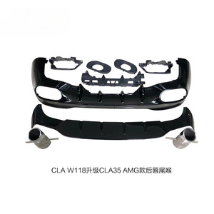 Difusor de ventas de fábrica con tubo de escape W118 <span class=keywords><strong>CLA</strong></span> Upgrade CLA45 <span class=keywords><strong>AMG</strong></span> Labio trasero para <span class=keywords><strong>mercedes</strong></span>-benz <span class=keywords><strong>CLA</strong></span>-Class con puntas 2019 + - Product Image 3