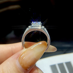 1/2/5ct VVS1 Moissanite Solid S925 <strong>Sterling</strong> <strong>Silver</strong> Wedding <strong>Ring</strong> for <strong>Men</strong> Hyperbole Big Brilliant Diamonds Jewelry - Product Image 3