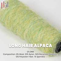 Hilo de Alpaca de Pelo Largo 1/4.2NM, 8% Lana Mezclada con Poliéster Reciclado, Esponjoso y Cepillado