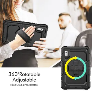 मोटी सिलिकॉन गोली मामले के लिए लेनोवो टैब M9 TB-310FU 2023 shockproof बीहड़ कवर कंधे का पट्टा के साथ स्क्रीन रक्षक फिल्म