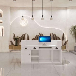 Sincoo Modern <b>Small</b> Metal Solid Wood Gold-plated Cash Beauty Salon bar Reception <b>Desk</b> Color Can Be Customize Front <b>Desk</b> - Product Image 2