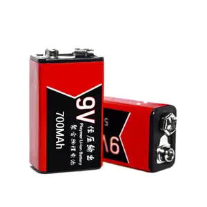 9v锂离子电池700毫安时可充电通过USB端口充电和放电9伏可充电电池，用于BT扬声器/风扇